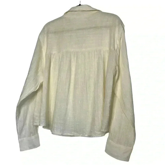 Peace Love World Washed Gauze Pullover Blouse Top Pockets Boho Bohemian Size L - Picture 7 of 10